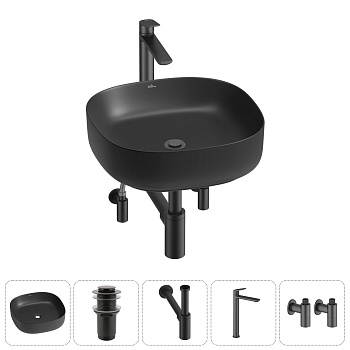 Накладная раковина для ванной комнаты Wellsee Belle Spa 3.0 20212715R в наборе 5 в 1: раковина матов