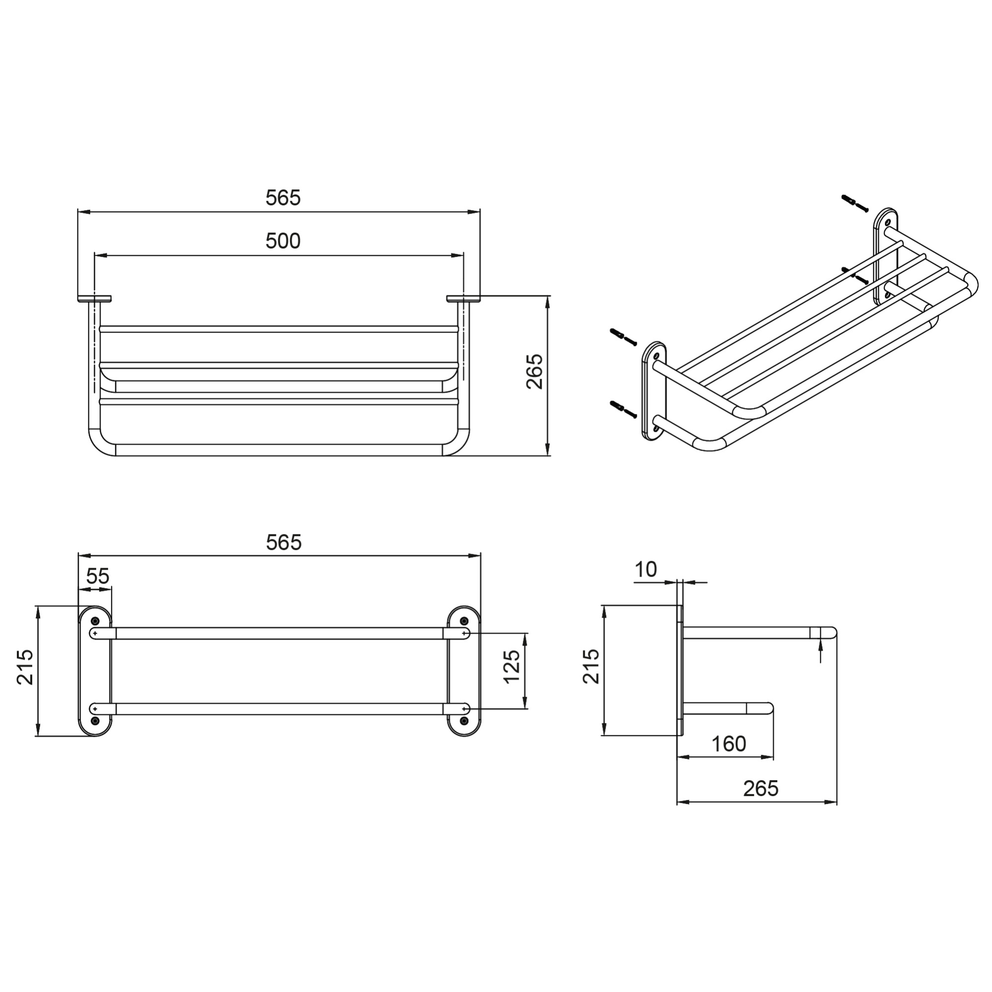 Полка для полотенец FIXSEN HOTEL (50 см) (FX-31015A)