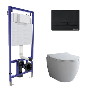 Комплект: инсталляция NOVUM, кнопка F5, унитаз OKUS, сиденье дюропласт Toma Slim SO, BERGES