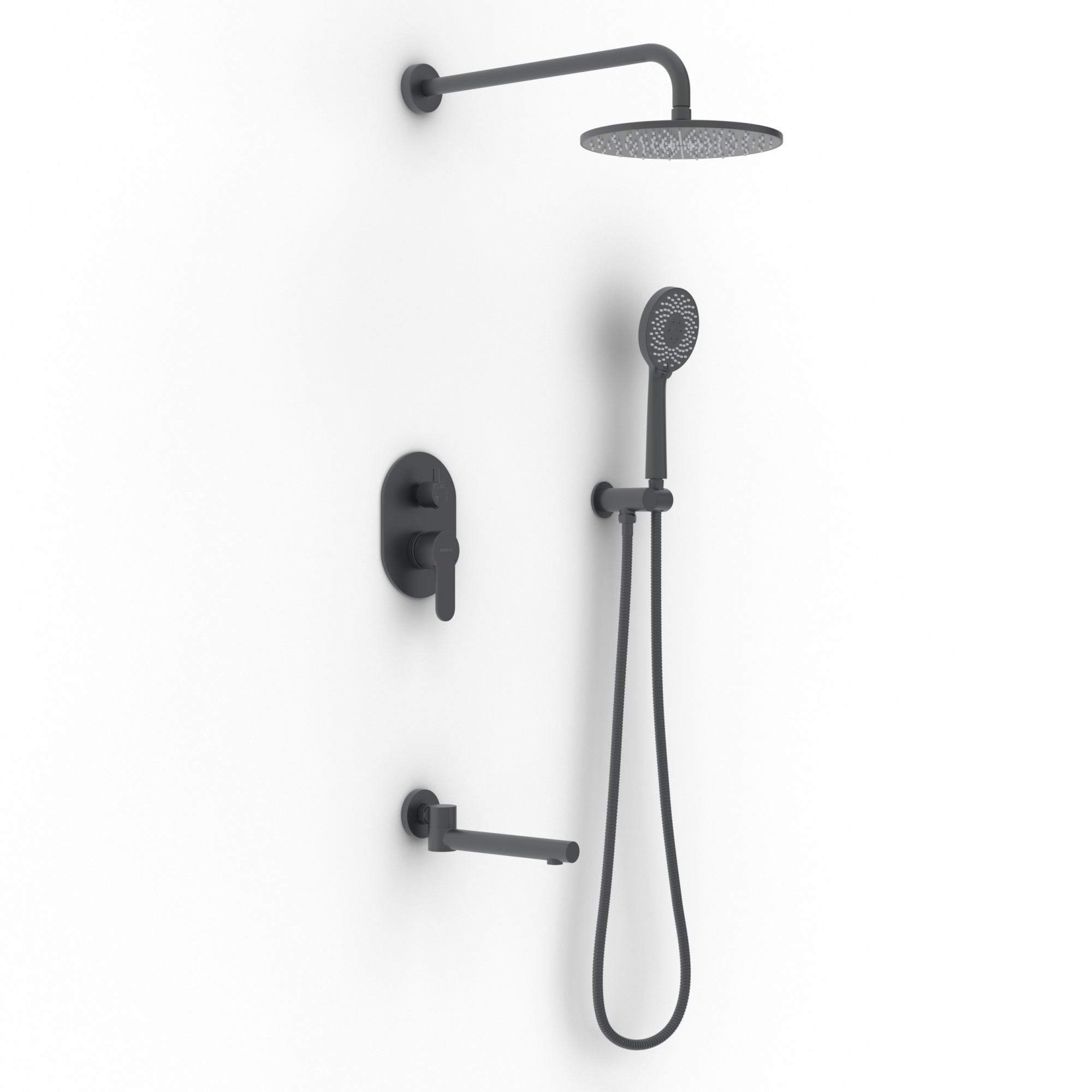 Душевой комплект NARDIS 3R, поворотный излив, черный матовый, BERGES