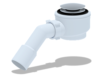 Сифон для душевого поддона АНИ Пласт E411CLGS 1 1/2 дюйма 50 клик-клак гриб с сеткой с переходной трубой 45 градусов 40х50