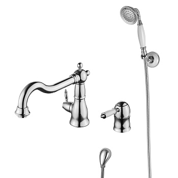 Villa Смеситель для ванны, монолит.излив 221мм, на борт, р/ОД, хром, LM, LM4847C