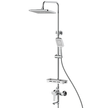 Смеситель DECOROOM DR22071 для ванны и душа с регулируемой высотой штанги и верхней душевой лейкой "