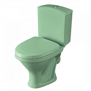 Унитаз-компакт "Вест" косой выпуск, с кнопочной арматурой и сиденьем, салатовый SANTERI