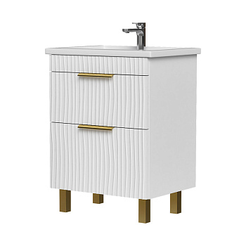 Тумба LottyGold 60, напольная, 2 ящ., белая (под раковину Фостер 60), VOLNA