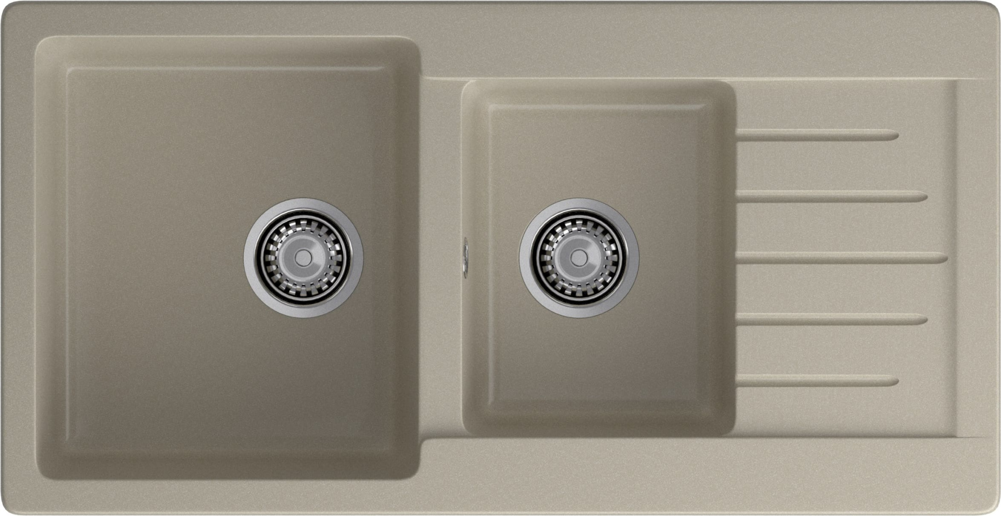 GRANFEST Мойка композит PRACTIK GF-P--980KL  2 чаши с  крылом 980*510 мм топаз  арт.GF-