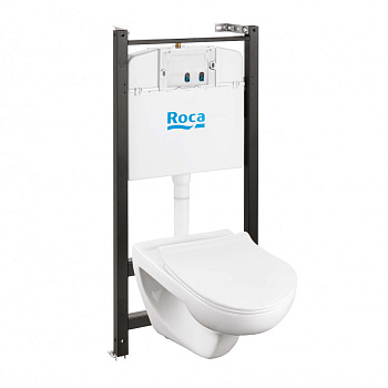 VICTORIA Комплект 3 в 1 (инсталляция+подв. унитаз Rimless+сиденье дюропл. Slim). ROCA