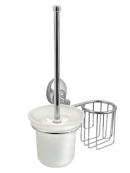 Туалетный ершик и держатель дезодоранта "Solinne", 16162, хром, стекло-сатин, Коллекция Modern