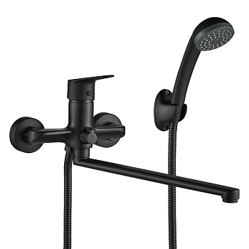 Смеситель для ванны с длинным изливом черный NOVA, NOV03-320Black