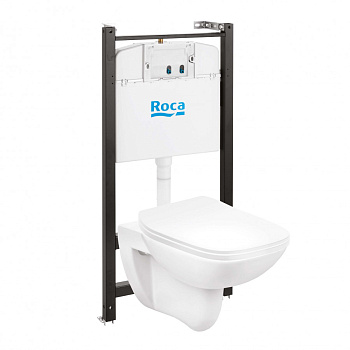 DEBBA Комплект 3 в 1 (инсталляции+подв. унитаз Rimless+сиденье дюропл. Slim). ROCA