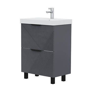 Тумба Geometry 60, напольная, 2ящ., графит (под раковину 9696-60), VOLNA