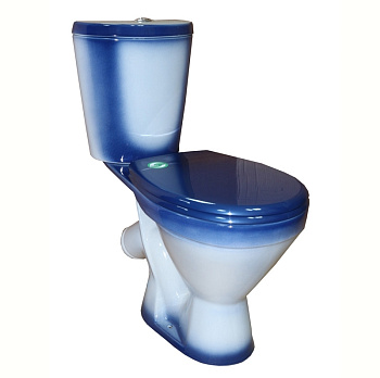 ЭЛЕГАНТ Унитаз-компакт косой вып., нижн. подвод, с арм. и сид."Уклад", креплением, синий. ROSA