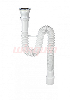 Сифон гофрированный 1½ х 40/50 мм, L800 мм в НОВОЙ комплектации: с хомутом жёсткости