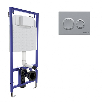 Инсталляция  для скрытого монтажа унитаза NOVUM кнопка O2 хром матовый BERGES