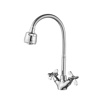 RS42 Смеситель для кухни, гиб.излив 185мм, р/ДВ, хром, ROS, RS42-75