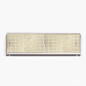 ПРЕМЬЕР Экран для ванны 150 см, полистирол,(плитка бежевая-045), ALAVANN