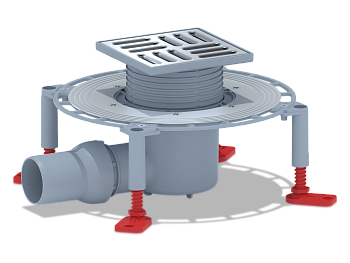 Трап для душа АНИ Пласт THQ5614 DN50 горизонтальный регулируемый с сухим затвором и решёткой из нержавеющей стали 120х120 мм