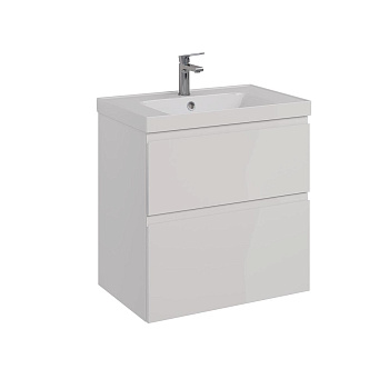 Тумба Lemark VEON 70 см под 1 раковину, подвесная/напольная, 2 ящика, цвет корпуса, фасада: Белый гл