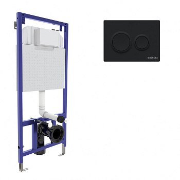 Инсталляция  для скрытого монтажа унитаза NOVUM кнопка O5 Soft Touch черная, BERGES