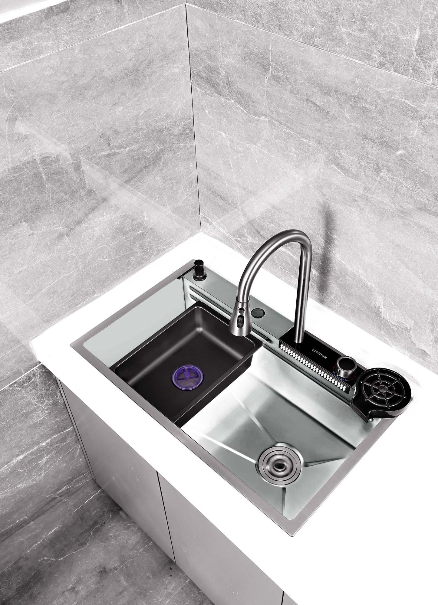 Кухонная мойка многофункциональная ПРОФСАН PSM-9944ST готовое решение со смесителем, нержавеющая сталь