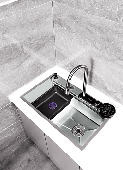 Кухонная мойка многофункциональная ПРОФСАН PSM-9944ST готовое решение со смесителем, нержавеющая сталь