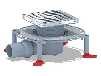Трап для душа АНИ Пласт TVZ5612 DN50 горизонтальный регулируемый с комбинированным затвором и решёткой из нержавеющей стали 150х150 мм