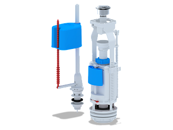 Набор с нижней подводкой  1/2 пластик двойная кнопка эконом металл