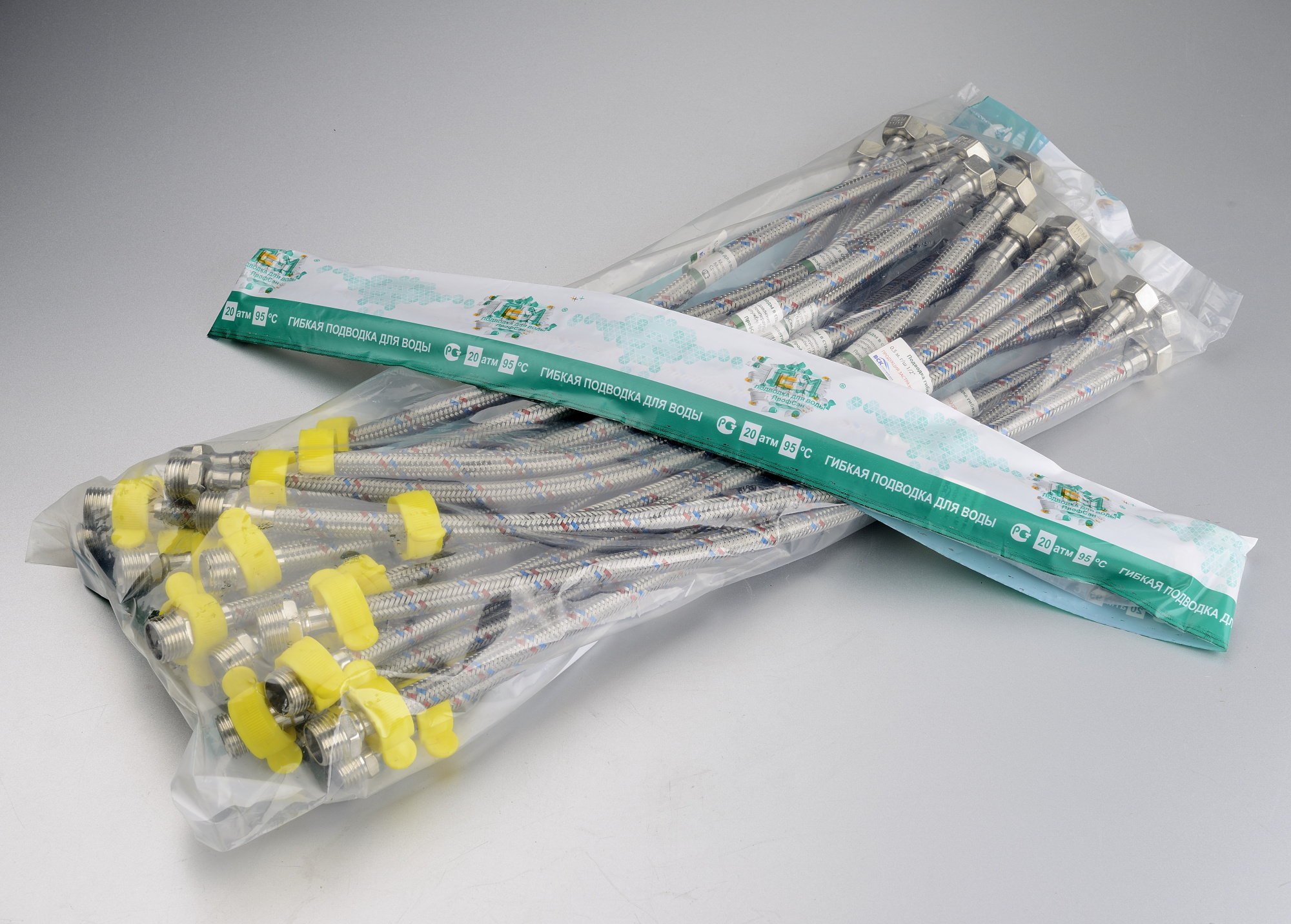 Подводка гибкая ПрофСан для воды 120 см гайка-штуцер  1/2-1/2 PS-FM120