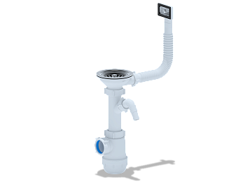 Сифон для мойки АНИ Пласт Грот A1045S 3 1/2 дюйма 40 с гибким переливом и отводом для стиральной машины