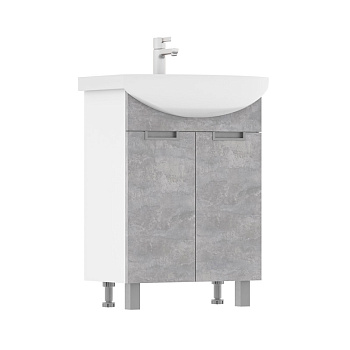 Тумба Vario 60, напольная, 2 дв., цемент/белый (под раковину Балтика 60), VOLNA