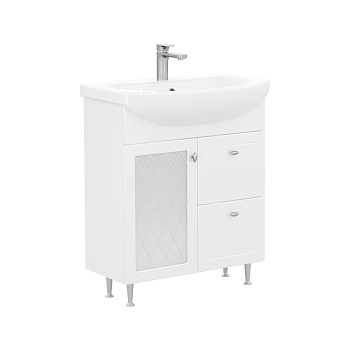 Тумба Milena 70, напольная, 1 дв., 2 ящ., белая (под раковину Балтика 70), VOLNA