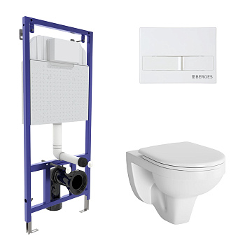 Комплект для монтажа подвесного унитаза GAMMA: инсталляция NOVUM525, кнопка L1, унитаз  с сиденьем  