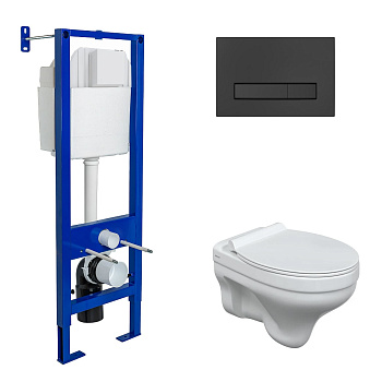 Комплект: инсталляция ATOM Line 410 кнопка черная Soft Touch, унитаз ALBIT S, сиденье дюропласт Top 