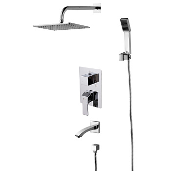 Unit Смеситель для ванны и душа, монолит.излив190мм верх.лейка встраиваемый, р/ОД, хром, LM, LM4522C