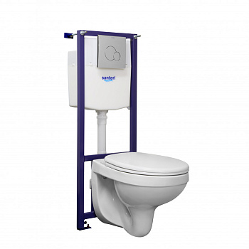 Пэк Альфа (подвес. унитаз с сиденьем полипр, инсталляция, панель хром. глянец) SANTERI