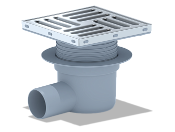 Трап горизонтальный регулируемый, с выпуском 50мм., с решеткой из нержавеющей стали 15х15см., ANI PL