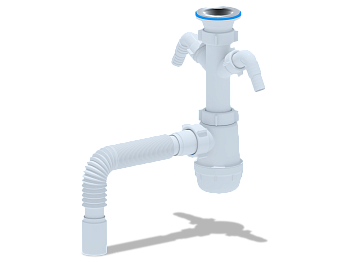 Сифон для мойки АНИ Пласт Грот A1105 1 1/2 дюйма 40 с двумя отводами для стиральной машины с гибкой трубой 40х40