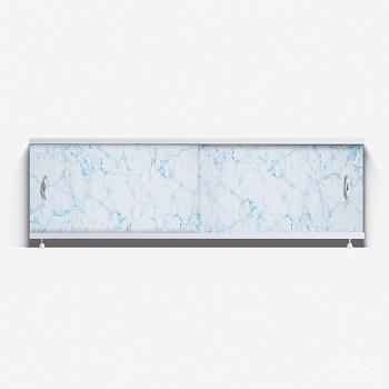 КЛАССИК Экран для ванны 150 см, полистирол,(бело-голубой мрамор-003), ALAVANN