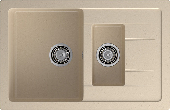 GRANFEST Мойка композит QUADRO GF-Q--775KL 1.5-чаш+крыло 775*500мм, кашемир