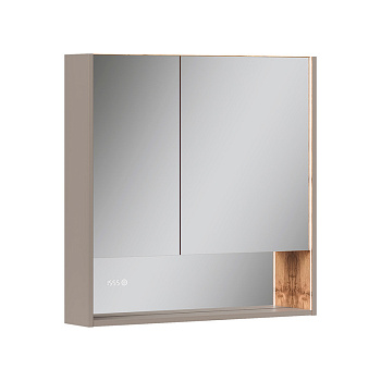 Шкаф зеркальный EQUIL Gleam 80, подвесной, 2 дв., амарок /дуб вотан/дуб вотан (szGLEAM.LED.80.2D-25)