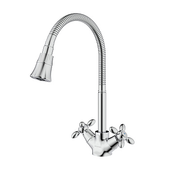 Смеситель DECOROOM DR53021 для кухни с гибким поворотным изливом