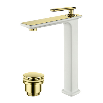 Mista Смеситель для раковины, выс.монолит.излив , р/ОД,25мм, золото, LM, LM6409WG