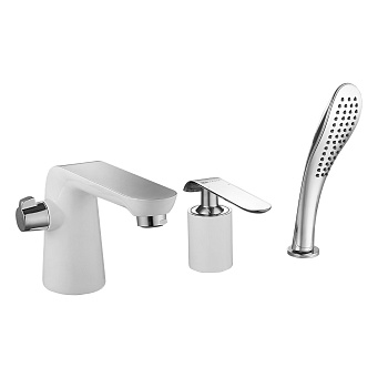 Melange Смеситель для ванны,на 3 отвер. монолит.изилв 182мм лейка,р/ОД,хром/белый, LM, LM4947CW